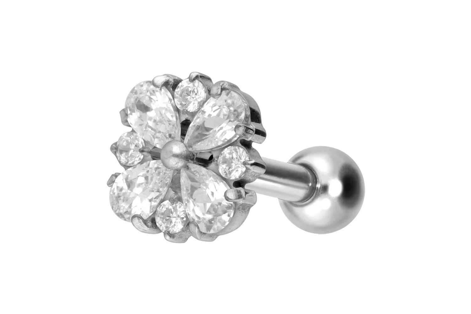 Titan Ohrpiercing mit Innengewinde KRISTALLORNAMENT